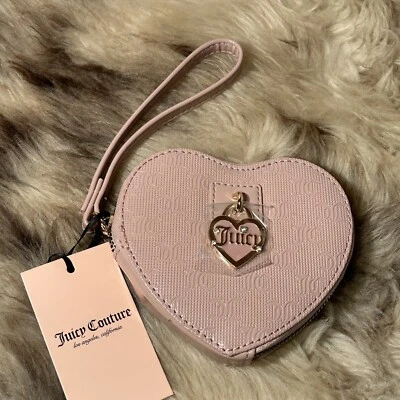 NWT Juicy Couture Simply Perfect Heart Zip Wristlet - Dusty Blush - Image 1 of 4