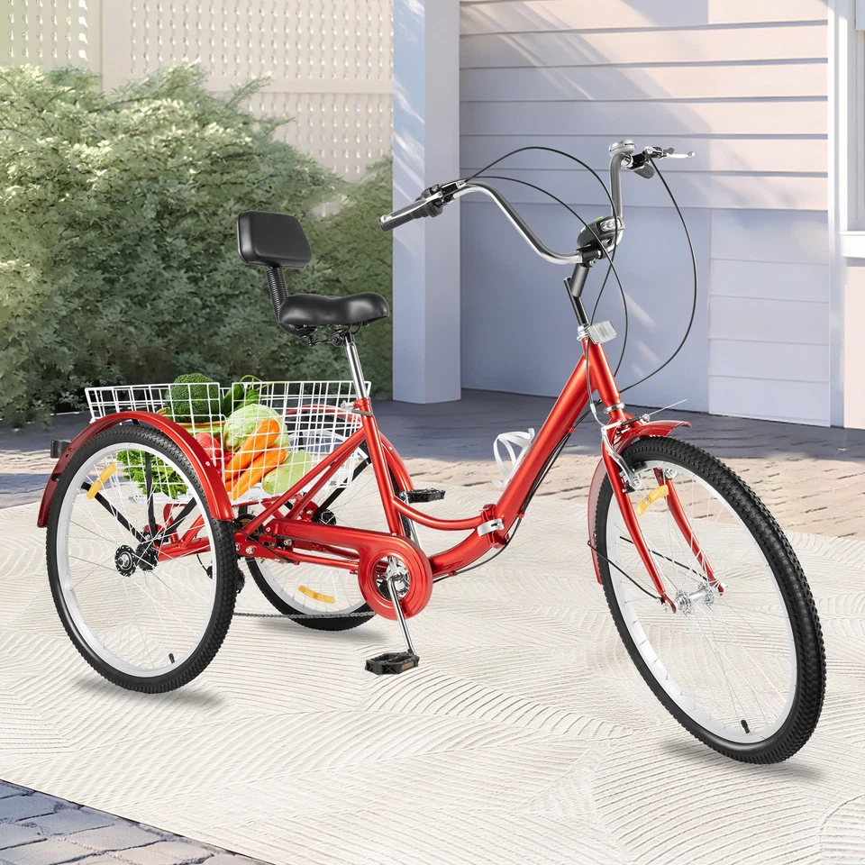 24 Zoll 3-Rad-Fahrräder für Erwachsene mit Getränkehalter und LED Lichtquelle - Bild 1 von 4