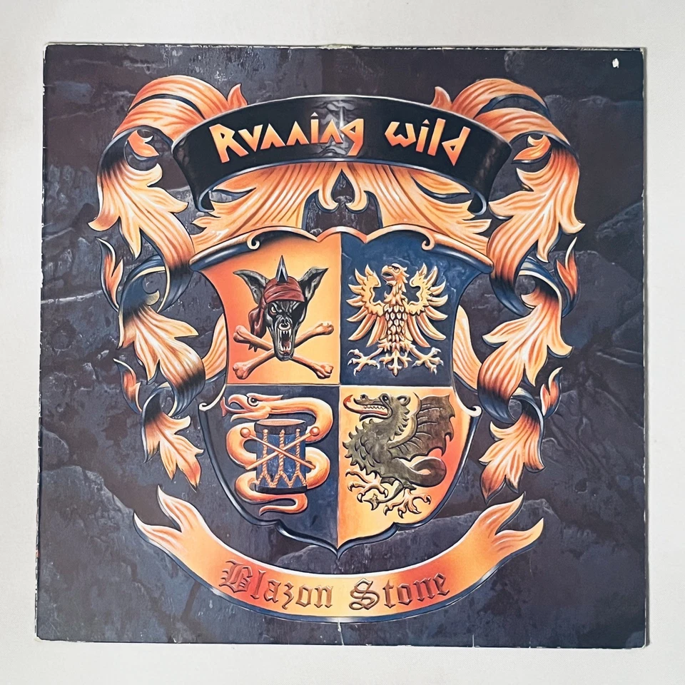 RUNNING WILD - Blazon Stone - First Press Vinyl LP - 1991 Noise - HEAVY METAL - Image 1 of 4