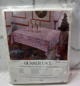 Quaker Lace Holiday Fancy 70" Round Tablecloth Made USA NOS 4 People Dinette Sz - Picture 1 of 7