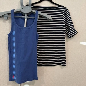Ralph Lauren Top Paket (1 Tank + 1 Shirt) Damen blau Größe M gestreift - Bild 1 von 7