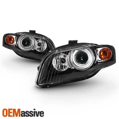 Pair HID Style Black Headlights For 05-09 Audi A4 S4 07-08 RS4 09 Cabriole LH+RH - Image 1 of 4