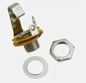 1x Mono Eingang Klinke Buchse 6,35 mm 1/4" Silber E-Gitarre Bass Audio Teil UK - Bild 1 von 2