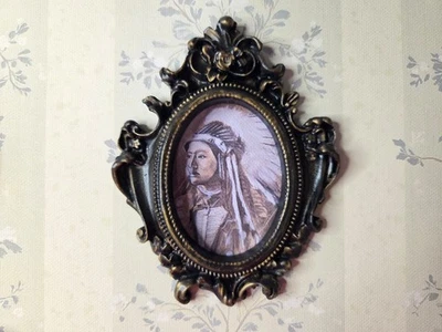 Mini Art Print Native American Portrait From Original Charcoal Drawing 4.9 x 3.8 - Image 1 of 4