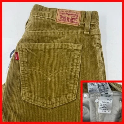 Pantalones de pana vintage Levi's 29x30 pierna estrecha tostados para hombre Foto 1 de 4