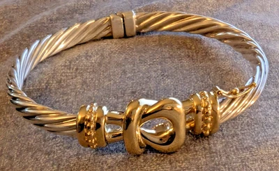 "Brazalete brazalete JTL 925 de plata de ley y oro amarillo de 14 k con nudo de cuerda 7,3"""  Foto 1 de 4