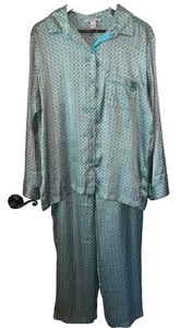 Victoria Secret Pajama Set Green With Floral Print Satiny Size Large NWOT - Picture 1 of 9