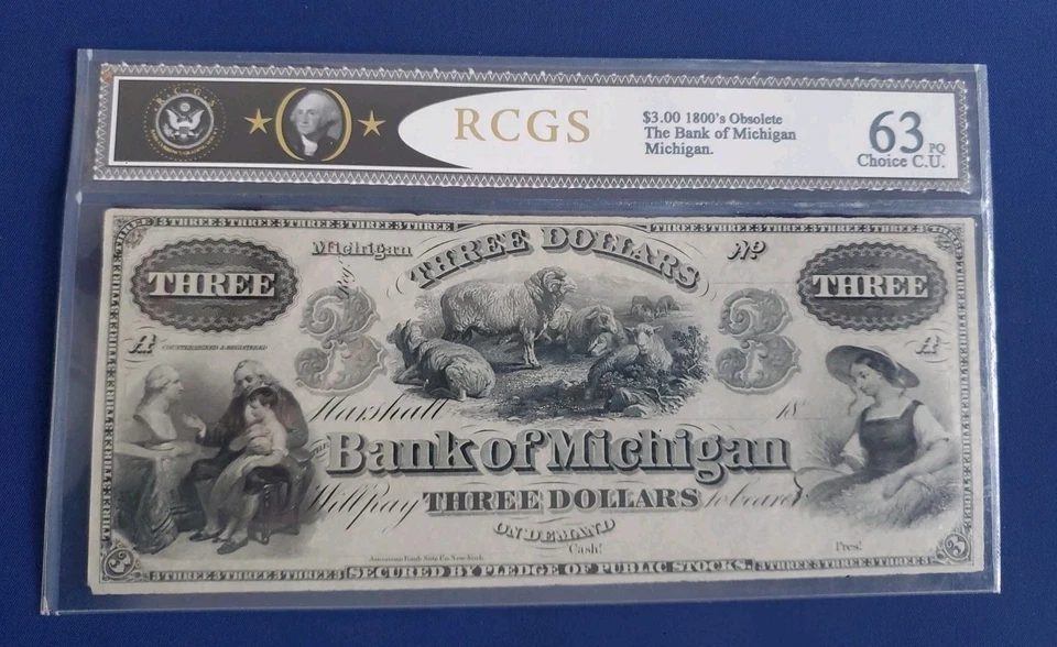 密歇根州纸币 3 美元,1800 秒 — 第 1/4 张图片