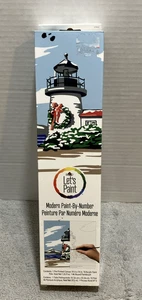Lets Paint by Number Christmas Lighthouse Kit Modern Plaid NEW - Picture 1 of 4