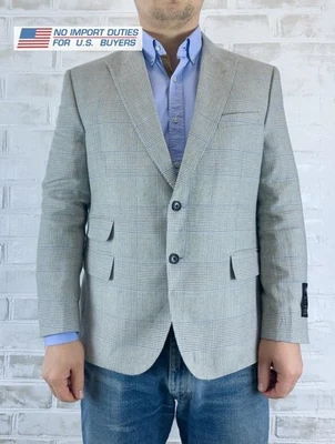 M&S Sartorial Moon Tweed Glen Check Blazer Jacket Mens Grey/Blue Size UK/US 44 - Image 1 of 4