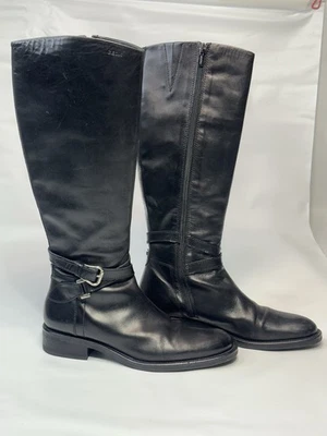 Botas hasta la rodilla Geox negras de cuero liso para mujer 8,5 Foto 1 de 4