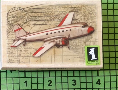 Airplane 60-00994 Travel Flying Wood Mounted rubber stamp by Inkadinkado - Image 1 of 3