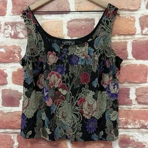 Alex Evenings Camisole Top Womens 2X Black Multicolor Metallic Floral Tank - Picture 1 of 8