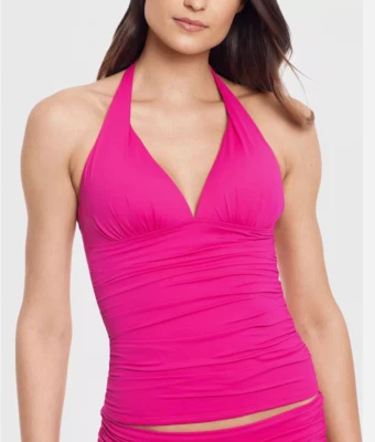 Ralph Lauren PLUMERIA Beach Club Sólido Moldeado Copa Halter Tankini Natación Top, EE. UU. 4 Foto 1 de 4