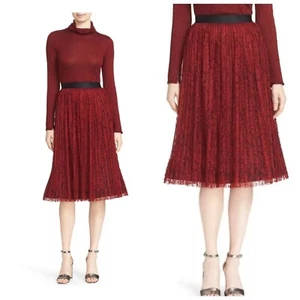 Alice + Olivia MIKAELA Pleated Lace Midi SKIRT 6 $395 - Picture 1 of 10
