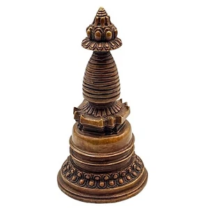 Tibetan Décor Buddhist Cooper Oxidized Patina Eight Stupa Statue Nepal Tower - Picture 1 of 3