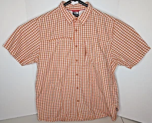 The North Face Shirt Mens L Orange Check Button Up Short Sleeve Lightweight - Picture 1 of 12