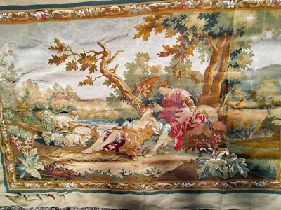 Tapisserie murale d'Aubusson Robert Four canevas commencé" Idylle " de Boucher - Photo 1/4