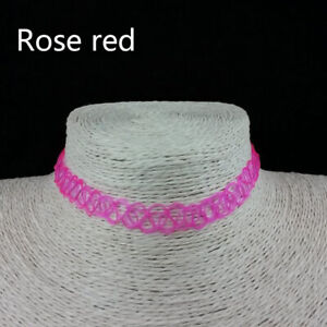 Womens Girls Choker Collar Necklace Colorful Stretch Elastic Fashion Jewelry