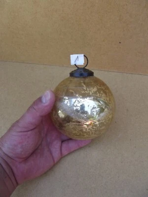 ancienne boule de Noel Boule de Pardon Bretonne Mercurisé Eglomisé gravé épis 1 - Photo 1/4