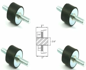 4 soportes de aislamiento de vibración de goma (1"" de diapositiva x 3/4 de ancho) 1/4-20 x 3/4"" de largo perno - Imagen 1 de 1