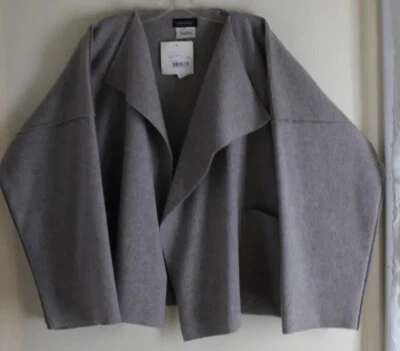 NWT Eskandar 1 0 Boxy Fine Minimalist Fleeced Wool Cashmere Draping Coat Jacket - Image 1 of 4