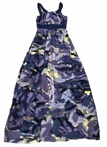 BCBG Paris Silk Maxi Long Dress Purple/Blue Size 2 High Waist Formal - Picture 1 of 12