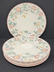 Set Of 6 Churchill Briar Rose Dinner Plates 10" England Pink Roses - Picture 1 of 7
