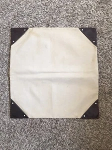 BANANA REPUBLIC SAFARI LEATHER AND COTTON STUDDED PILLOW COVER SUMMER 03 VINTAGE - Picture 1 of 7