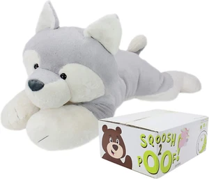 Sqoosh2Poof Giant Plush Stuffed Animal – 44” Ultra Soft Husky with Interactive S - Picture 1 of 11