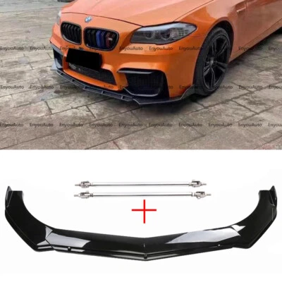 For BMW 118i 120i 128i Series Front Bumper Lip Spoiler + Strut Rods Glossy Black Foto 1 de 4
