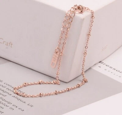 Mujer Niña Titanio Acero Inoxidable Delicado Cuentas Cadena Tobillera Pulsera 8-10" Foto 1 de 4