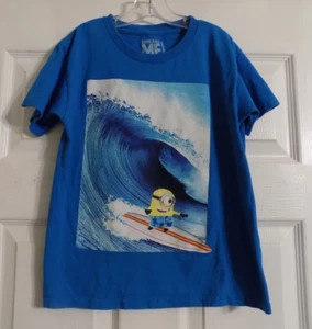 Youth Kids Despicable Me Minions Blue Short Sleeve Shirt Size M 8 Minion Made - Picture 1 of 5