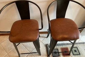 Bar Stools Metal Frame BrownFaux Leather Padded Seat Sold As Each Unused Cond - Picture 1 of 11