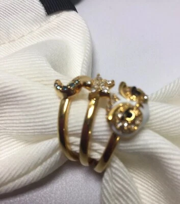 Juego de 3 anillos apilables Kate Spade New York búho talla 6 nuevo Foto 1 de 4