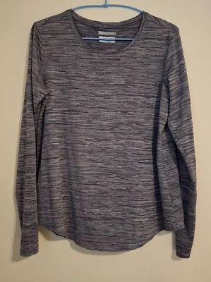 Рубашка женская Columbia XL очень большая круглый вырез Omni фитиль фиолетовые отверстия для большого пальца - Изображение 1 из 4