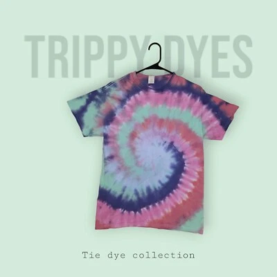 Camiseta hecha a mano unisex mediana tie dye en blanco hippie amor Foto 1 de 3