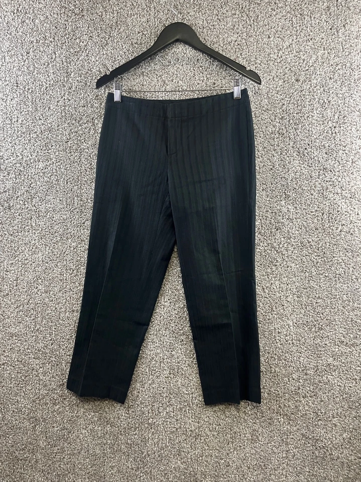 Banana Republic Martin Pants Women's Sz 2 Black Striped Cropped Straight Pants - Image 1 of 4