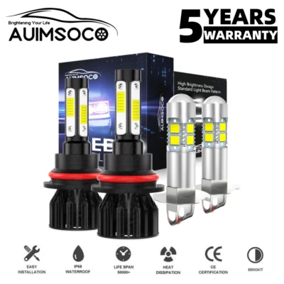 For Ford F-350 F350 1994 1995 1996 1997 4-Sides LED Headlights + Fog Light Bulbs - Image 1 of 4