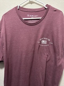 Ariat Boot Co Mens XXL T-Shirt Graphic Double Sided Burgundy Crew Neck - Picture 1 of 5