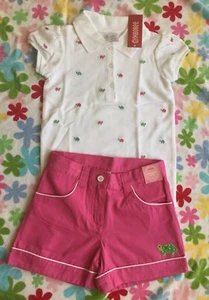 New Gymboree Girls Tennis Match Line Turtles Polo Shirt And Shorts Set size 9 - Picture 1 of 4