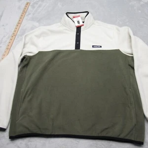 Lands End Sweaters Men XL Green Colorblock Pockets 1/4 Snap Fleece Pullover NEW - Picture 1 of 14
