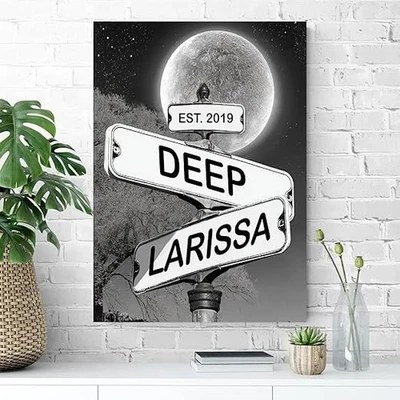Personalized Name Vintage Street Sign Poster, Custom Intersection Print Wall Art - Image 1 of 4
