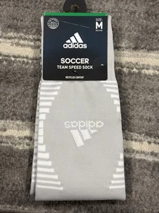 Adidas Soccer Team Medium Over The Calf Aeroready Light Gray White Socks $18 - Picture 1 of 2