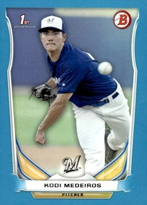2014 Bowman Blue #DP9 Kodi Medeiros FB 072/399 Milwaukee Brewers - Image 1 of 2