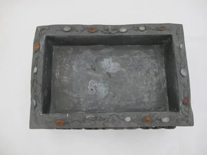 CHINESISCHE intarsierte Jade & Karneol Zinn Deko Tablett Box auf geschnitztem Holzständer - Bild 1 von 14