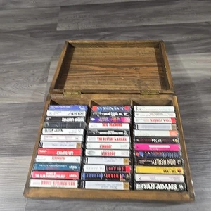 Cassette Tape Lot ( 36 Tapes, Vintage, With Wood Box - Picture 1 of 21
