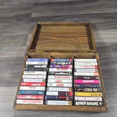 Cassette Tape Lot ( 36 Tapes, Vintage, With Wood Box - Image 1 of 4
