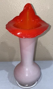 Glas Jack in the Pulpit Vase orange weiß Vintage mundgeblasen 8" (ToteSSS) - Bild 1 von 6