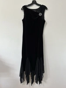 Vtg Dress Size 10 Black Velvet Chiffon Whimsygoth 90s SL FASHIONS Fairy Goth - Picture 1 of 10